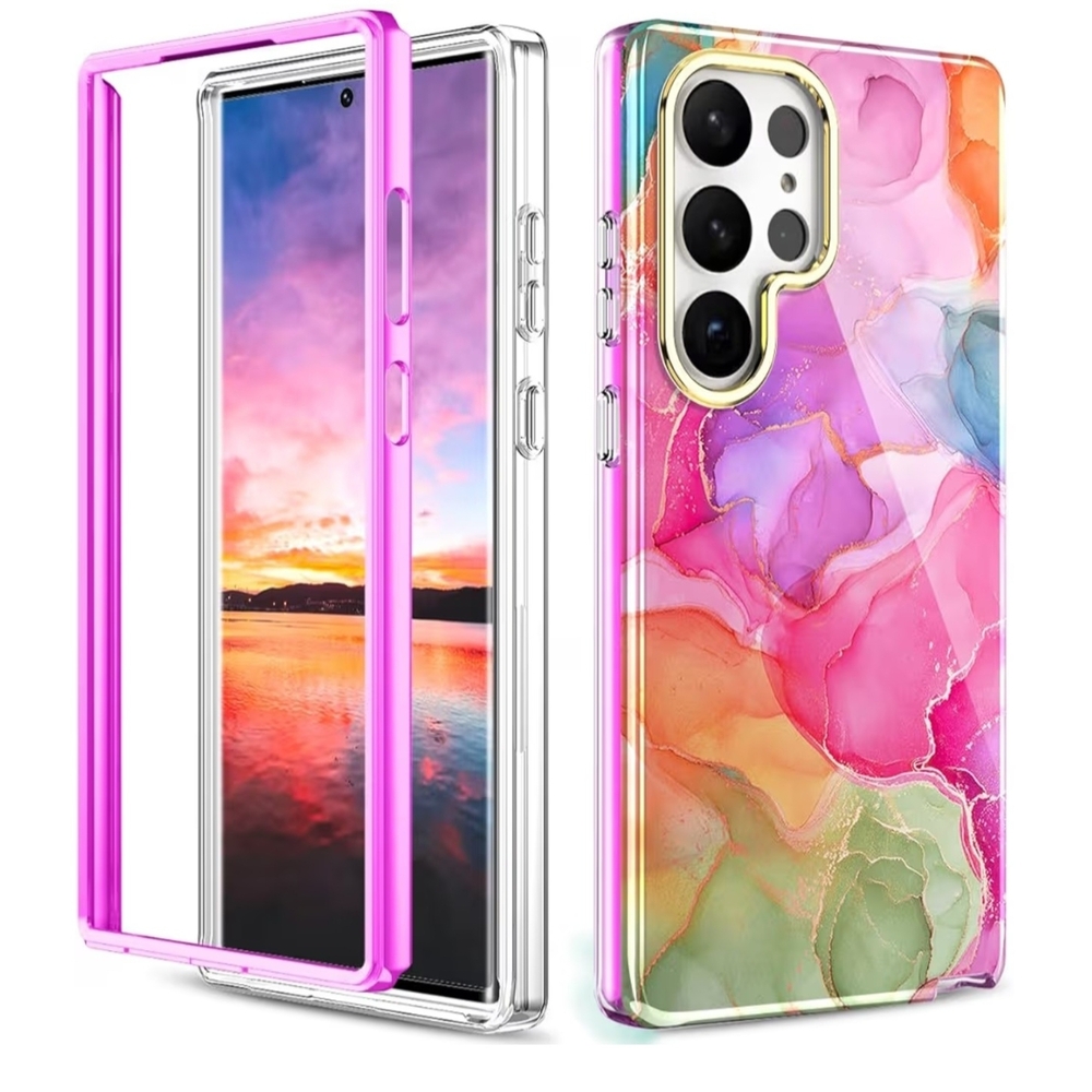 Pink Dual Layer Protective Case + Pop-It- Samsung Galaxy S23Ultra-Used